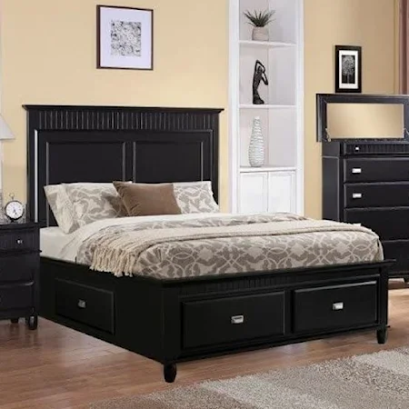 King Panel Bed with Storage Drawers